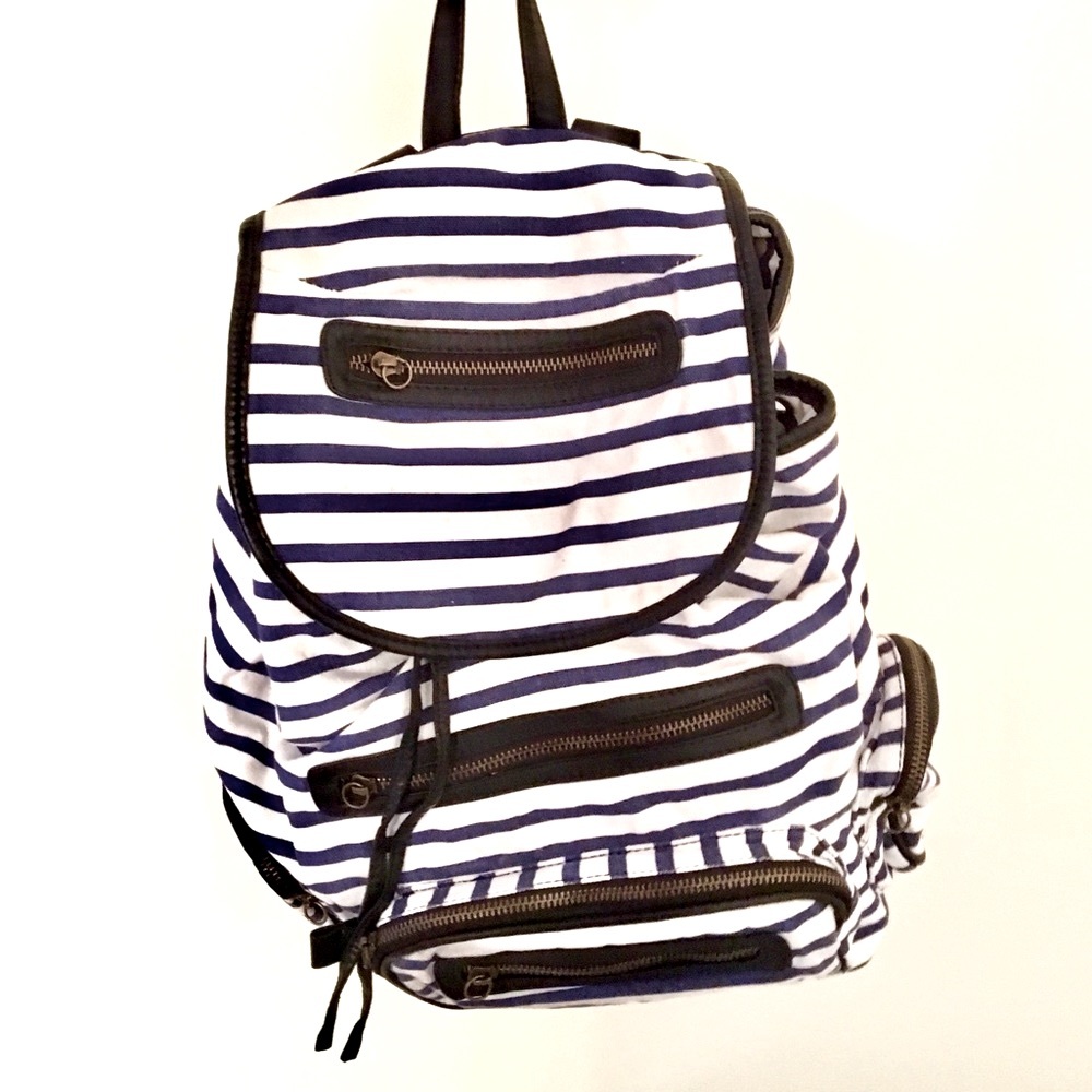 forever 21 navy and white striped backpack